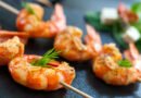 Appetizing queen prawn brochette